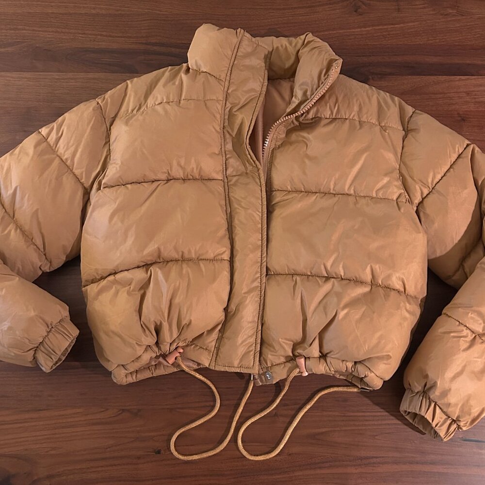 Women's Cropped Quilted Puffer Jacket Outerwear Coats - Small